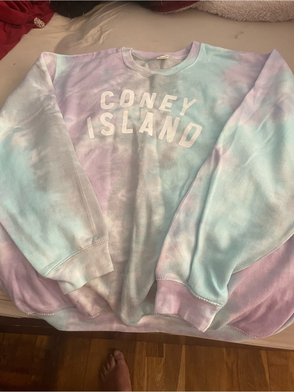 Coney Island Tie-Dye Crewneck Sweater - Pastel Blue & Lavender